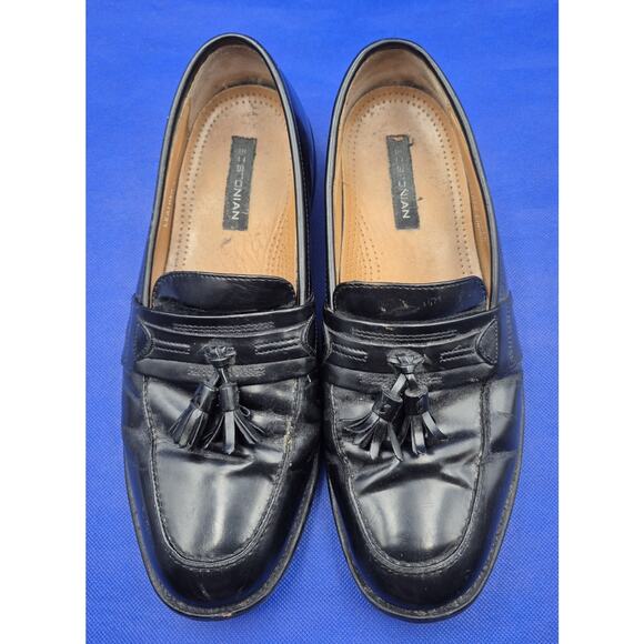 BOSTONIAN Florentine Black Leather Tassel Loafers Men Size 8.5 Made in India - Picture 2 of 14